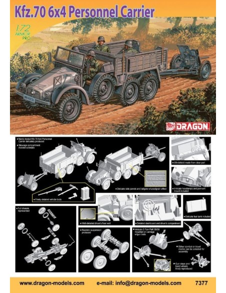 1:72 Kfz.70 6x4 Personnel Carrier + 3.7cmPak 35/36