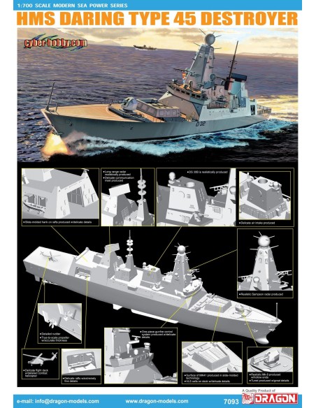 1:700 H.M.S. DARING TYPE 45 DESTROYER