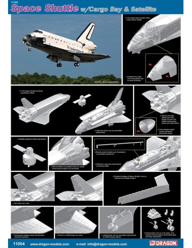 1:144 Space Shuttle w/Cargo Bay and Satellite