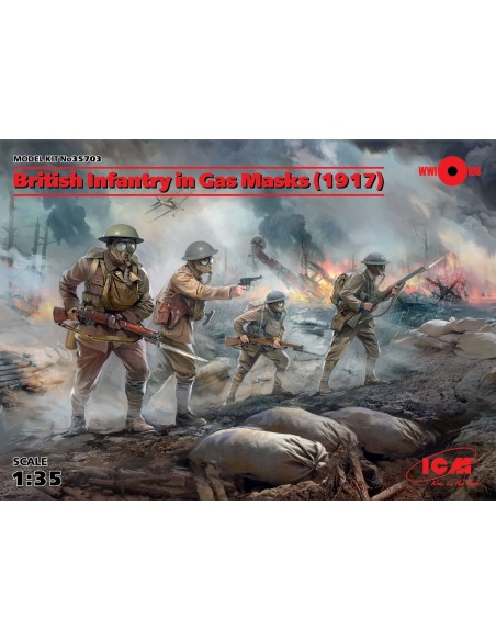 1:35 British Infantry in Gas Masks (1917) -4fig