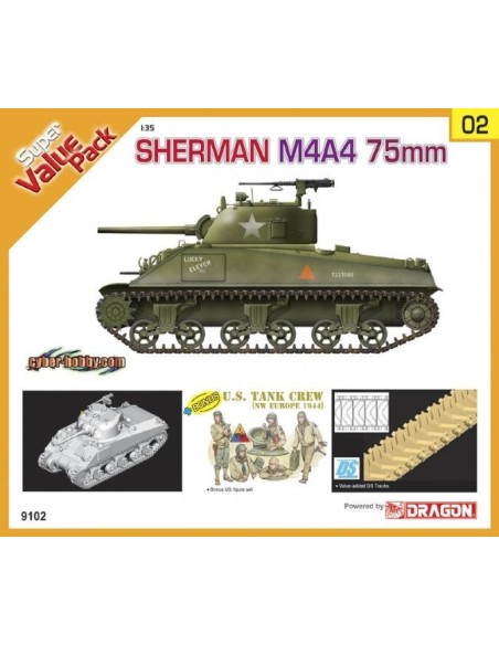 1:35 Sherman M4A4 75mm+Bonus US Tank Crew