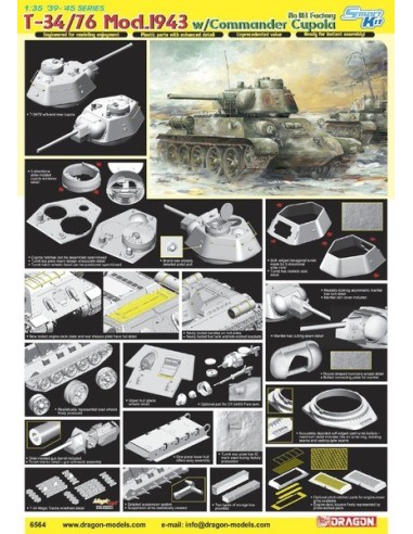 1:35 T-34/76 Mod.43 w/COMMANDER CUPOLA No.183