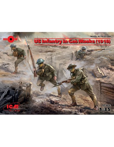 1:35 US Infantry in Gas Masks (1918) -4 fig