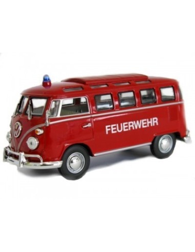 1:53 1962 VW Microbus Bomberos Rojo