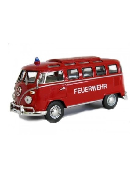 1:53 1962 VW Microbus Bomberos Rojo