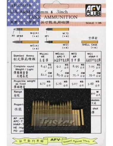 1:35 US ARMY 76mm & 3 inch TANK AMMUNITION