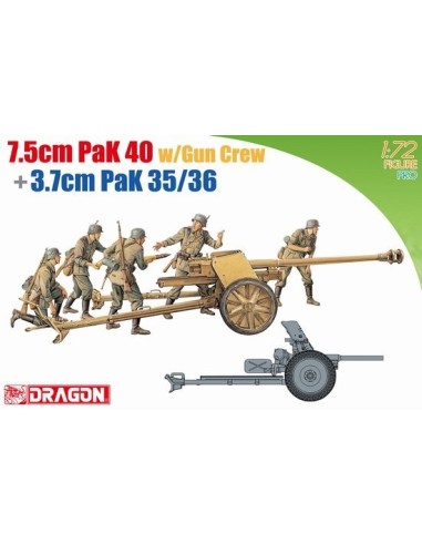 1:72 7.5cm PaK 40 w/Gun Crew + 3.7cm PaK 35/36