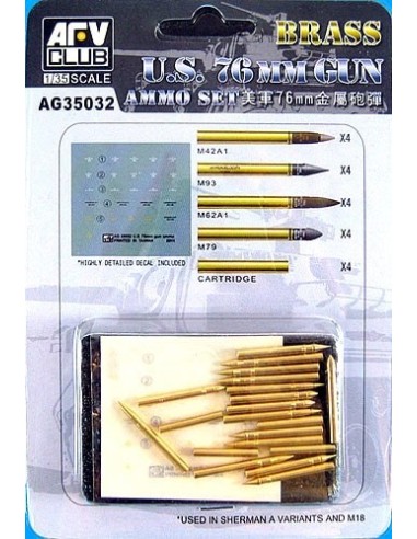 1:35 U.S. 76mm Gun Ammo Set (Brass)