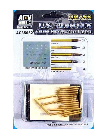 1:35 U.S. 76mm Gun Ammo Set (Brass)