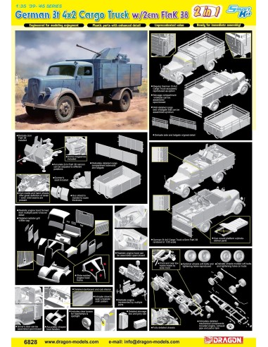 1:35 GERMAN 3T 4X2 CARGO TRUCK W/2CM FLAK 38