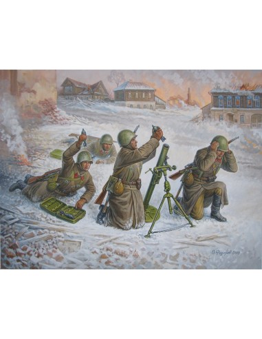 1:72 SOVIET 82MM MORTAR W/CREW WINTER UNIF