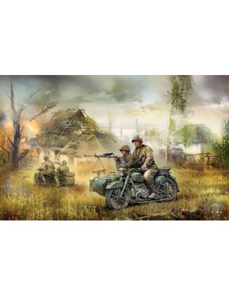 1:72 Soviet M-72 Sidecar Motorcycle with Crew