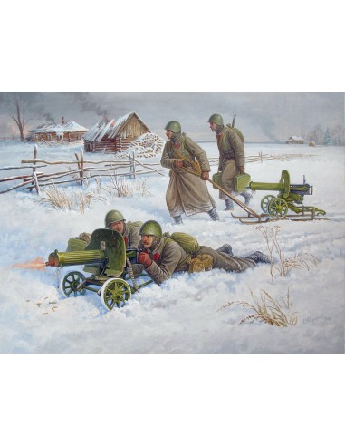 1:72 Soviet Machine-gun w/Crew (Winter Uniform)