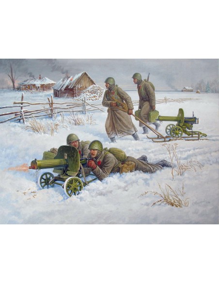 1:72 Soviet Machine-gun w/Crew (Winter Uniform)