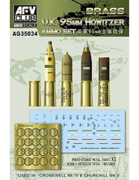 1:35 U.K. 95mm Howitzer Ammo Set (Brass)